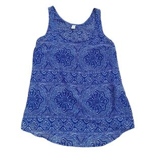 💛 Old Navy Blue & White Printed Sleeveless Tank Top Blouse L / G